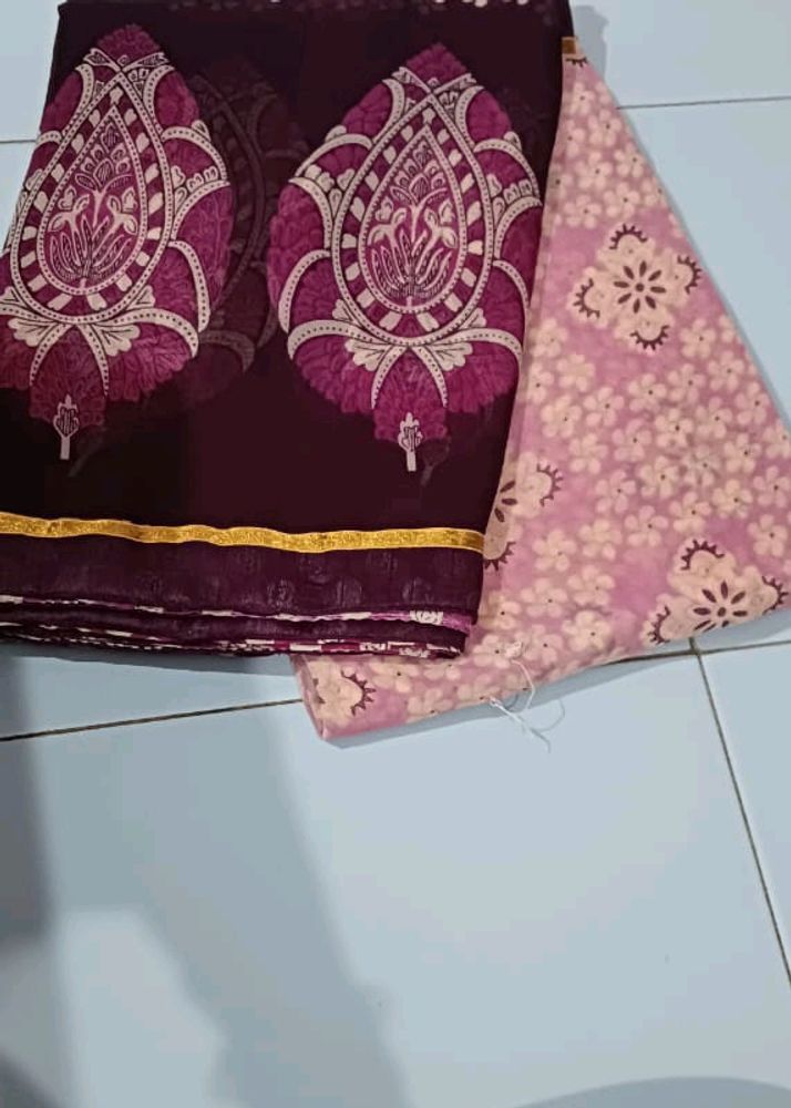 Luxurious Printed Saree With Unstitched Blouse