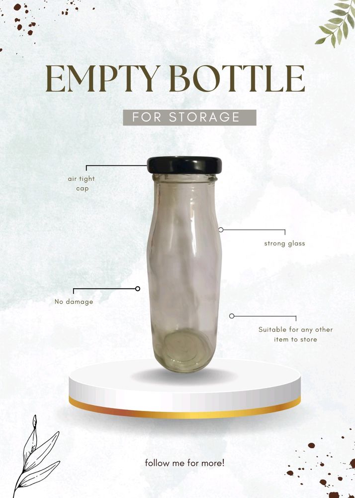 Empty Glass Bottle | Air Tight Cap