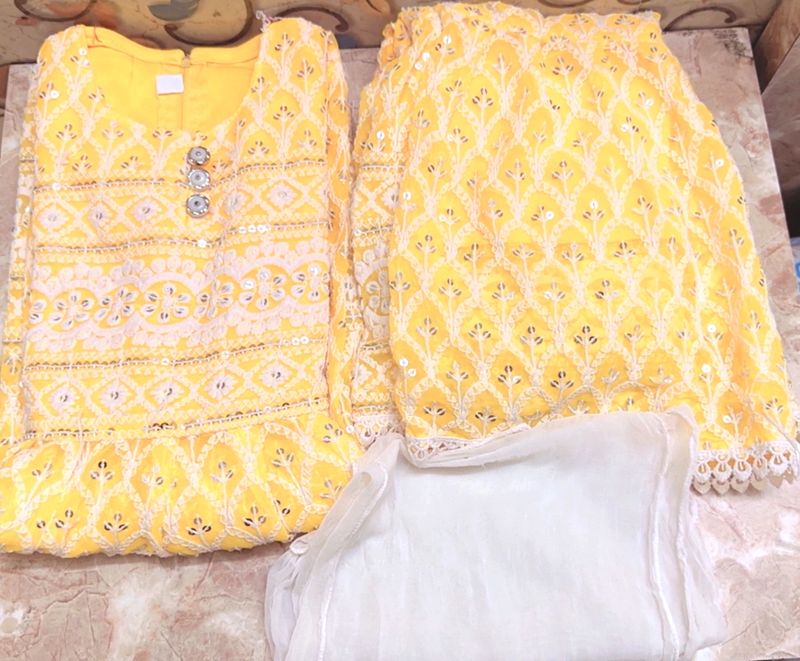 Chikankari Embroidery Naira Cut Kutta Set Baby