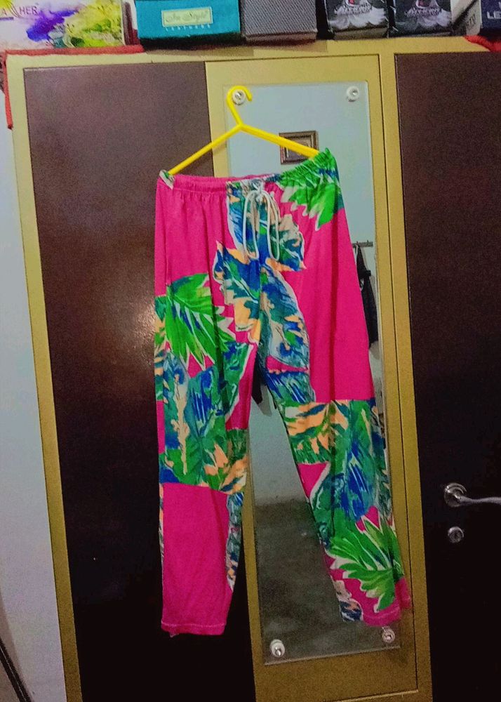 printed pink Trouser for Women.