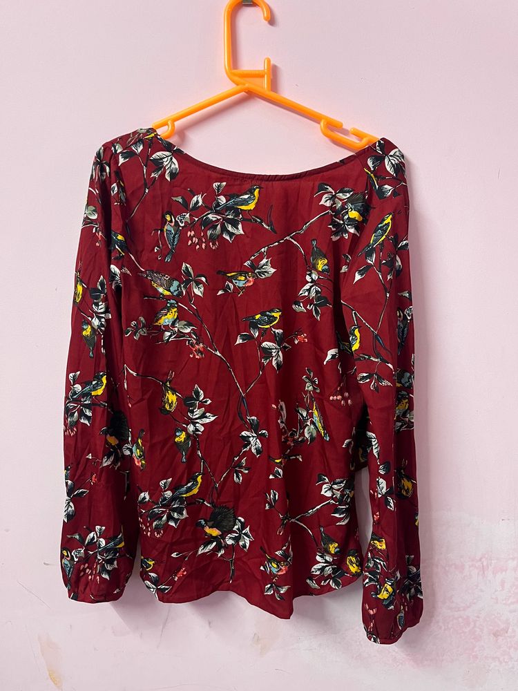 HARPA MAROON full Sleeved Printed Top