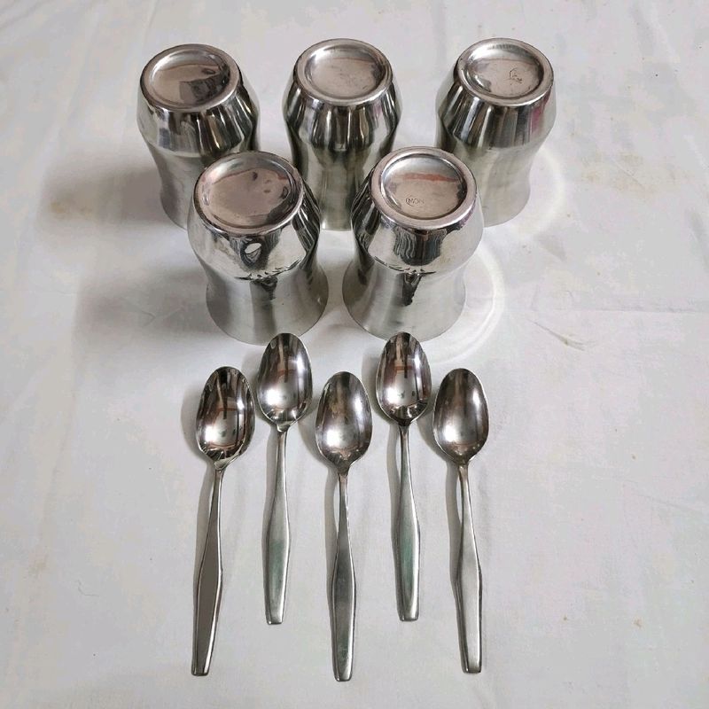 🔷🌟💥 Set Of Spoons And Glasses | 10;Pcs