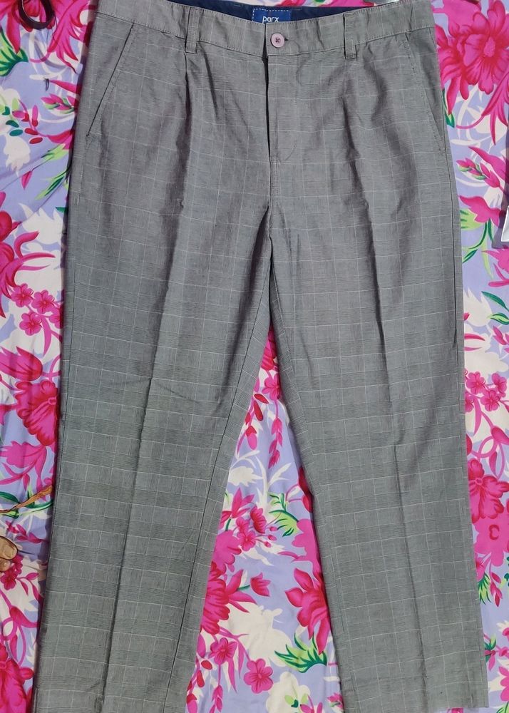 Grey Semi Formal Cotton Pants