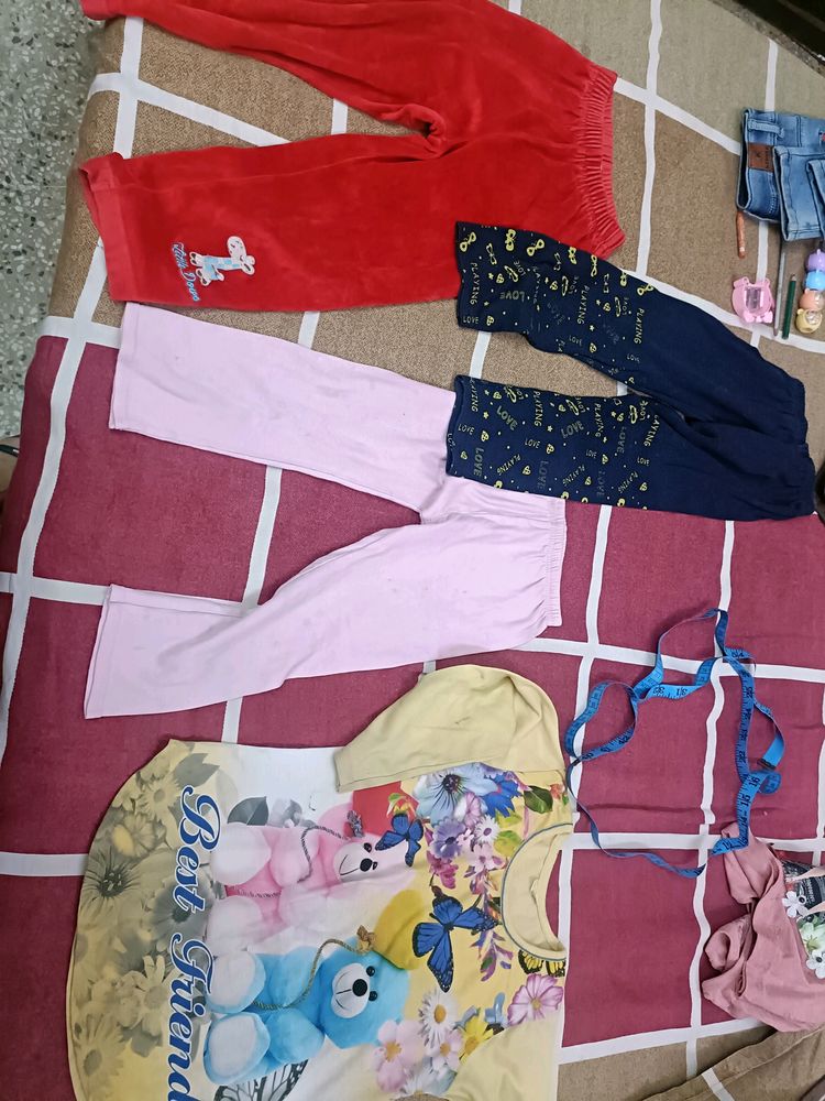 Combo Of 3 Leggings & Full Sleeve Top For 4-5 Year