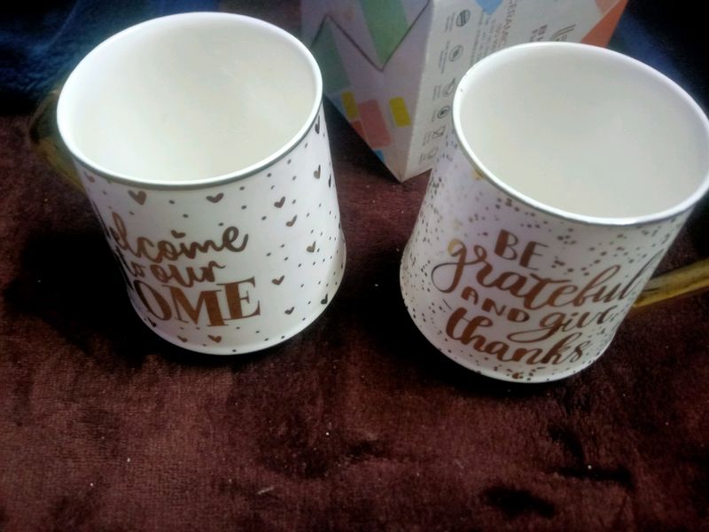 Beutiful Pair Of  Bharat Brand Mug For Multiple Uses Large Size New With Paking Not Used