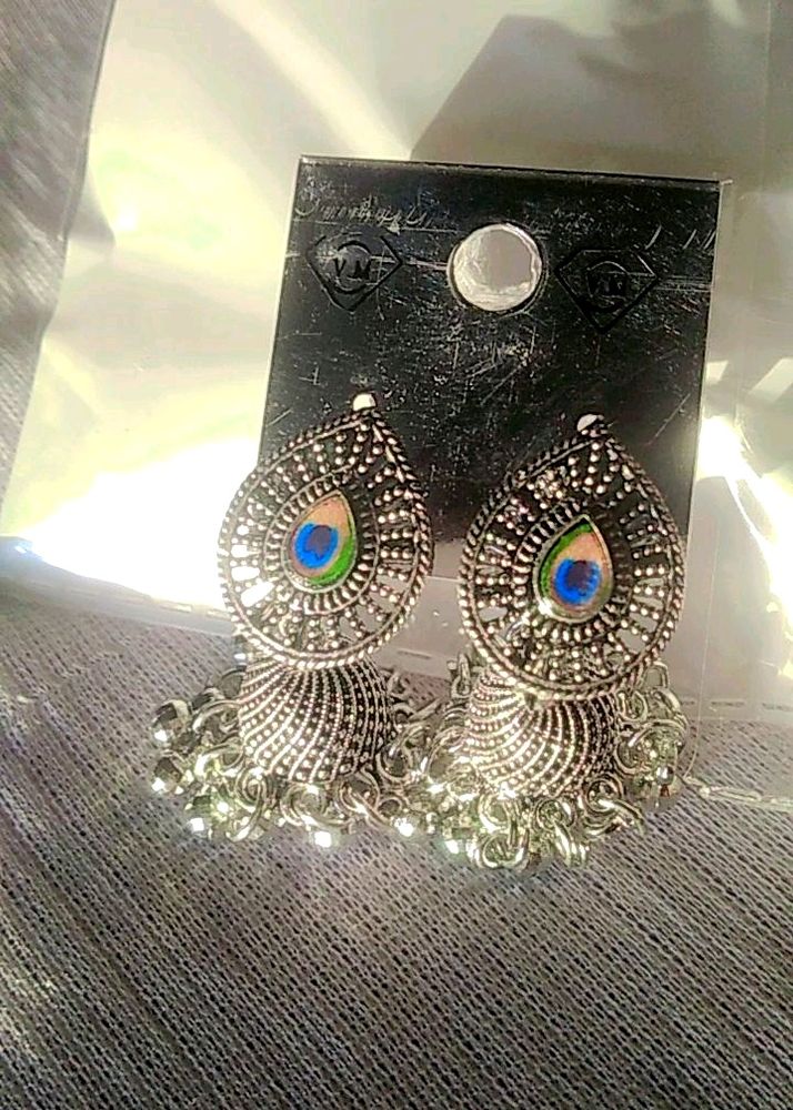 New Silver Oxidised jumka Earrings BUY 1 GET FREE