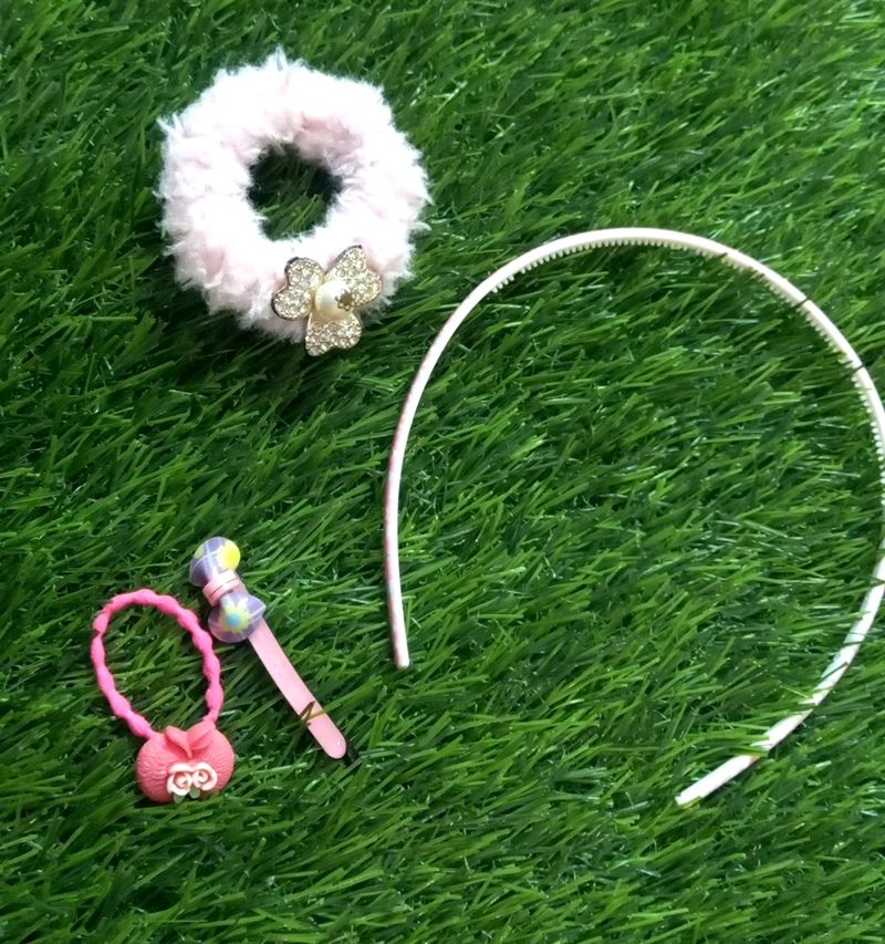 Set Of Hairband , 2 Hair Rubber , Bow Pins•°☆💗✨️