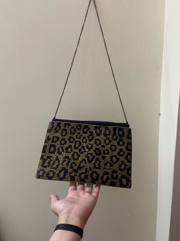 Leapord Print Sling Bag For Parties