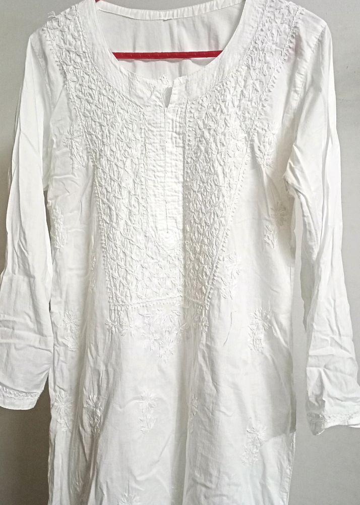 White Chikankari Cotton Kurta