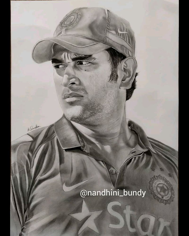 Dhoni Realistic Pencil Sketch