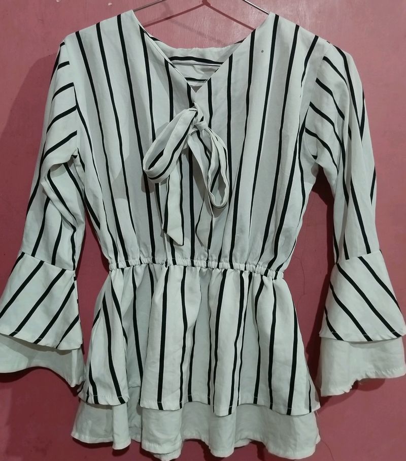 White And Black Stripped Top