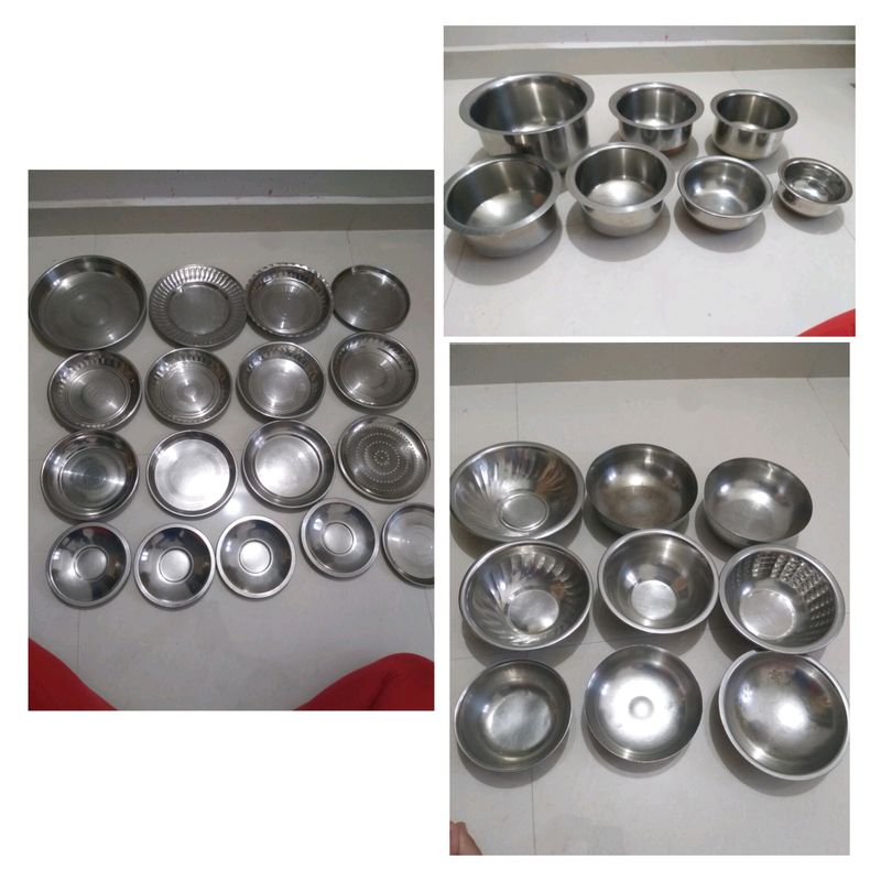 tapeli,pot , dish, bowls steel utensil combo