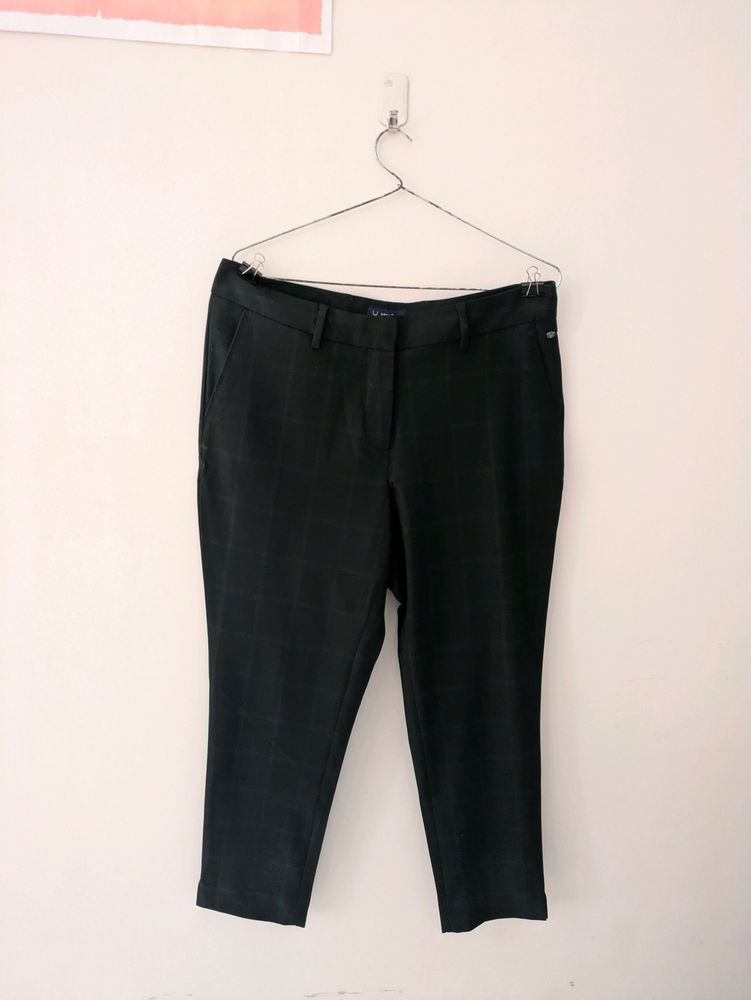 Allen Solly | Checked Formal Pants | Dark Green