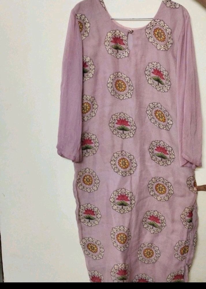 Floral Chiffon Sleeves Kurta