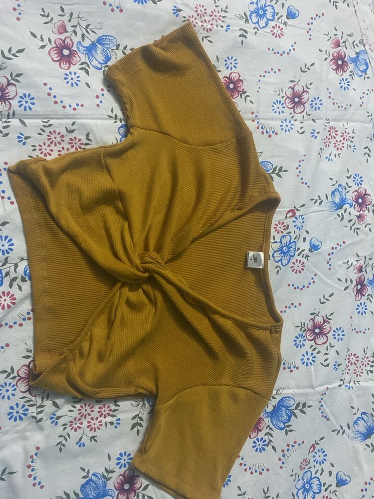 Mustard Crop Top Medium Size 34 36 38 Adjustable