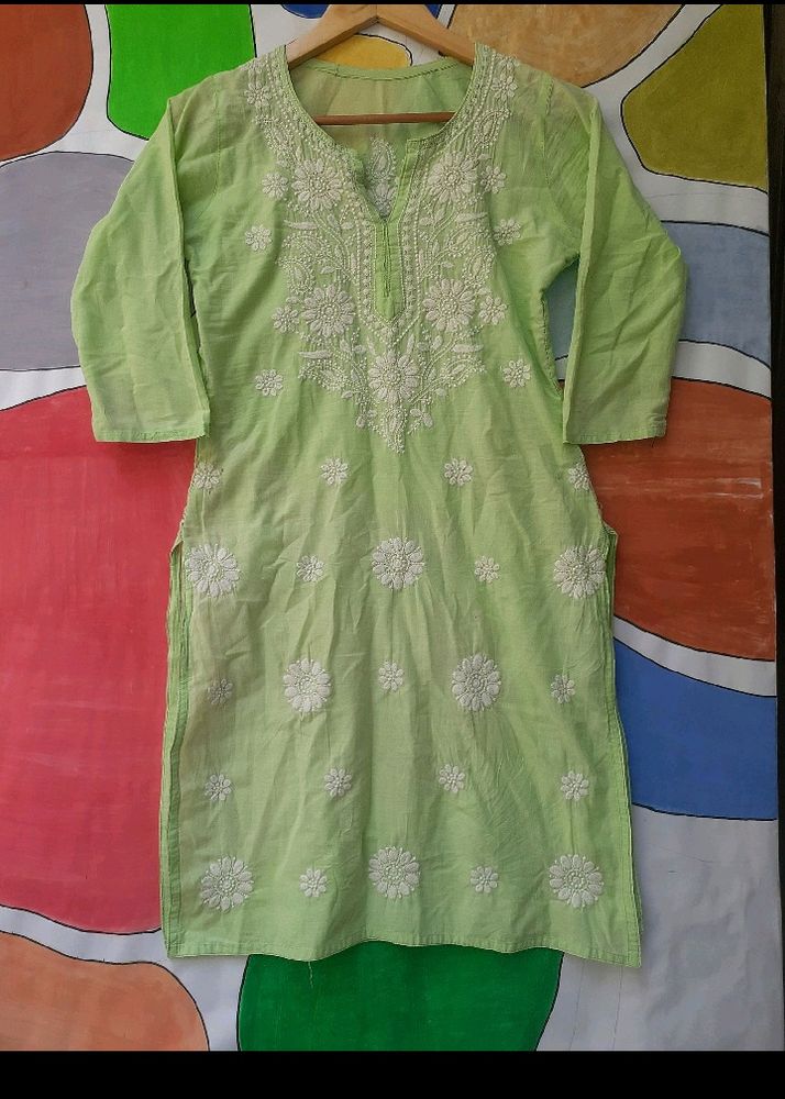 Green Chikankari Kurti