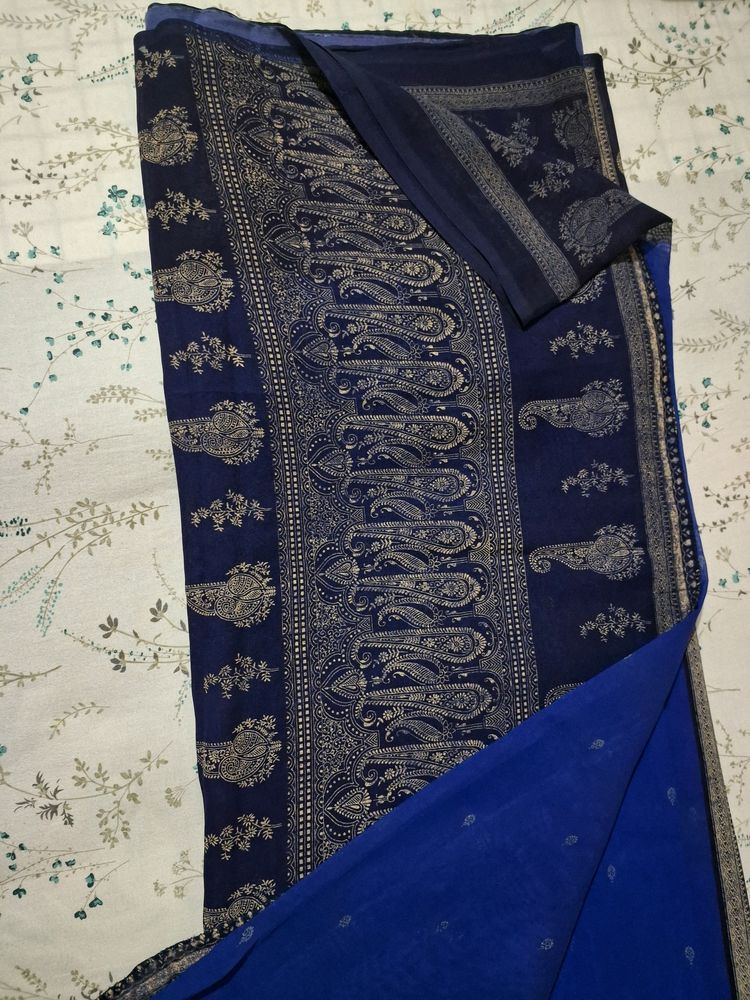 Navy Blue Chiffon Saree