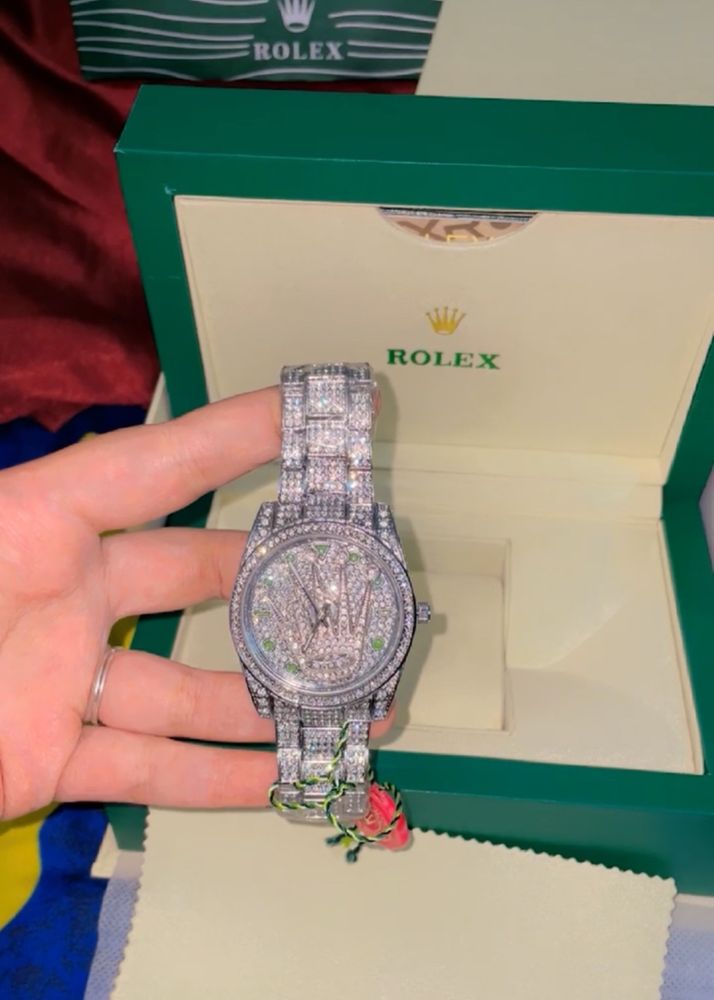 Rolex Crown Diamond Studded Watch