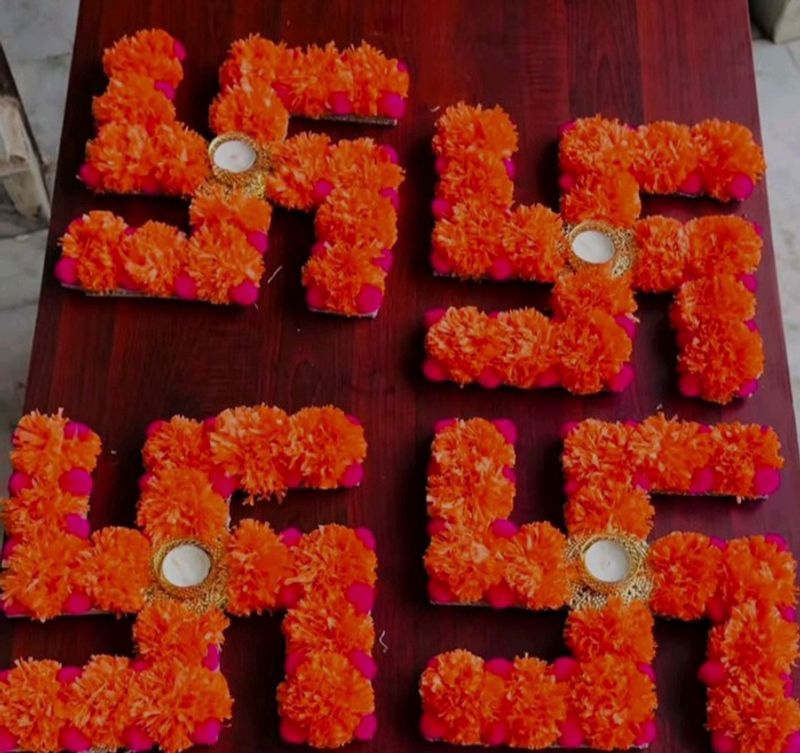 Swastik Tea Light Rangoli