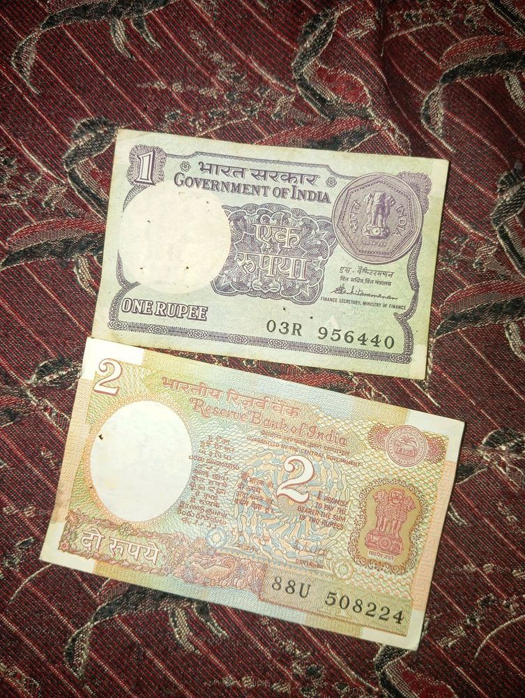 Very Rare One & Two Rupee A Series Notes