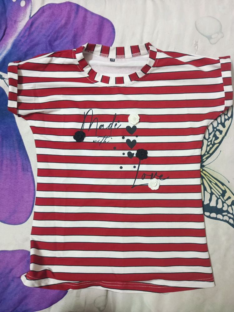 Candy 🍭 Round Neck Striped Tee