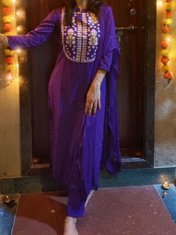 Purple Kurti Set