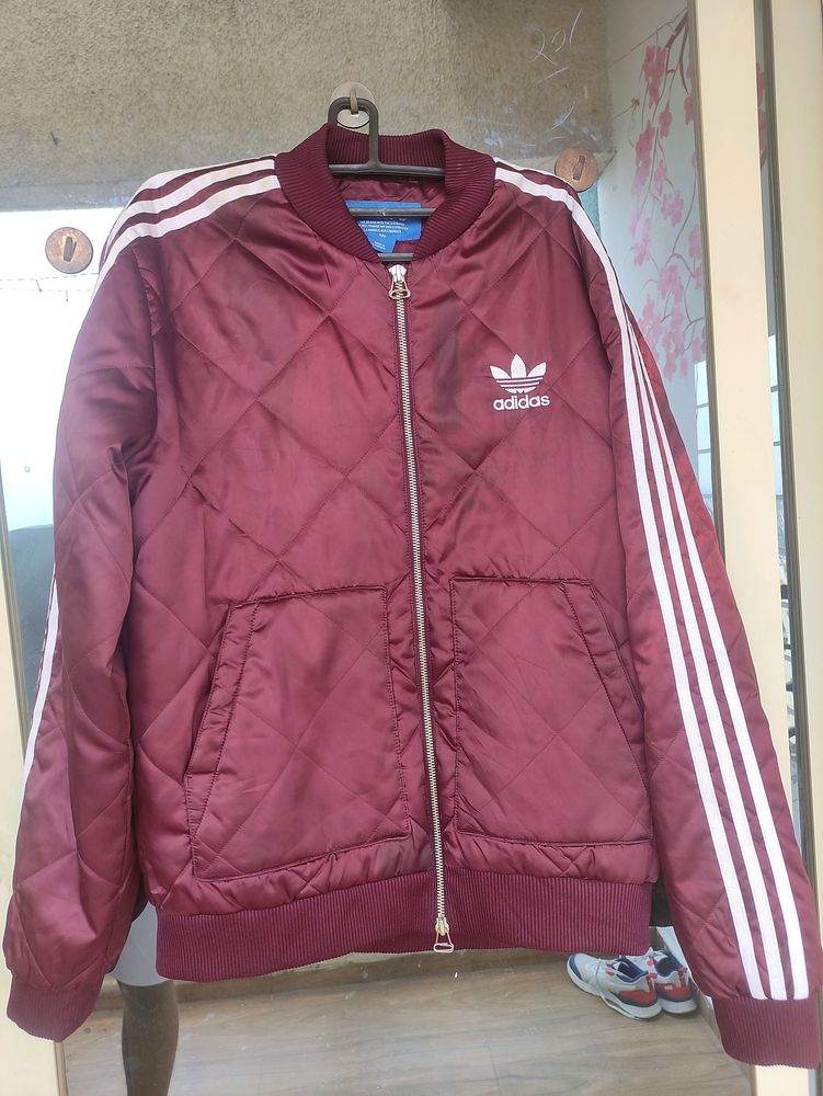 ADIDAS ORIGINALS MAROON BOMBER JACKET