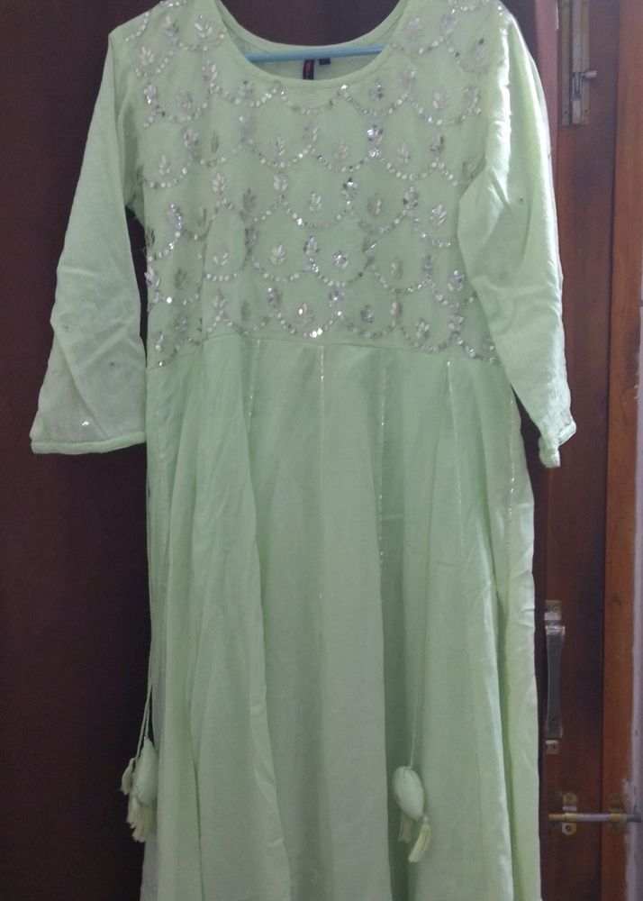 ISHIN Pista Green Anarkali size -S