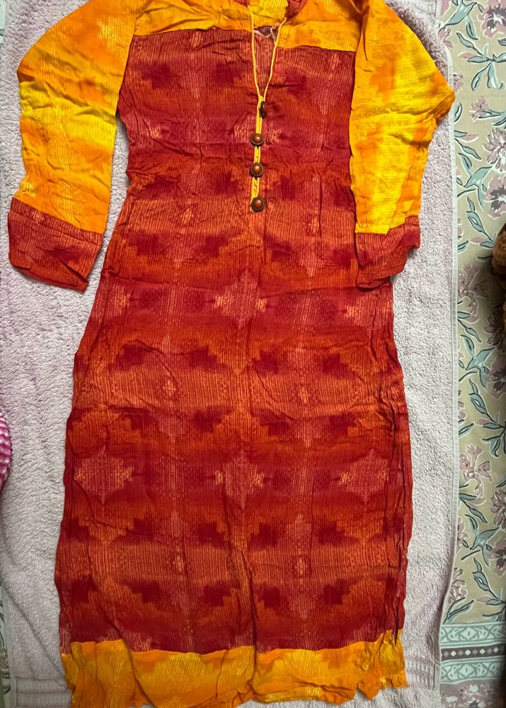 Yellow red kurti