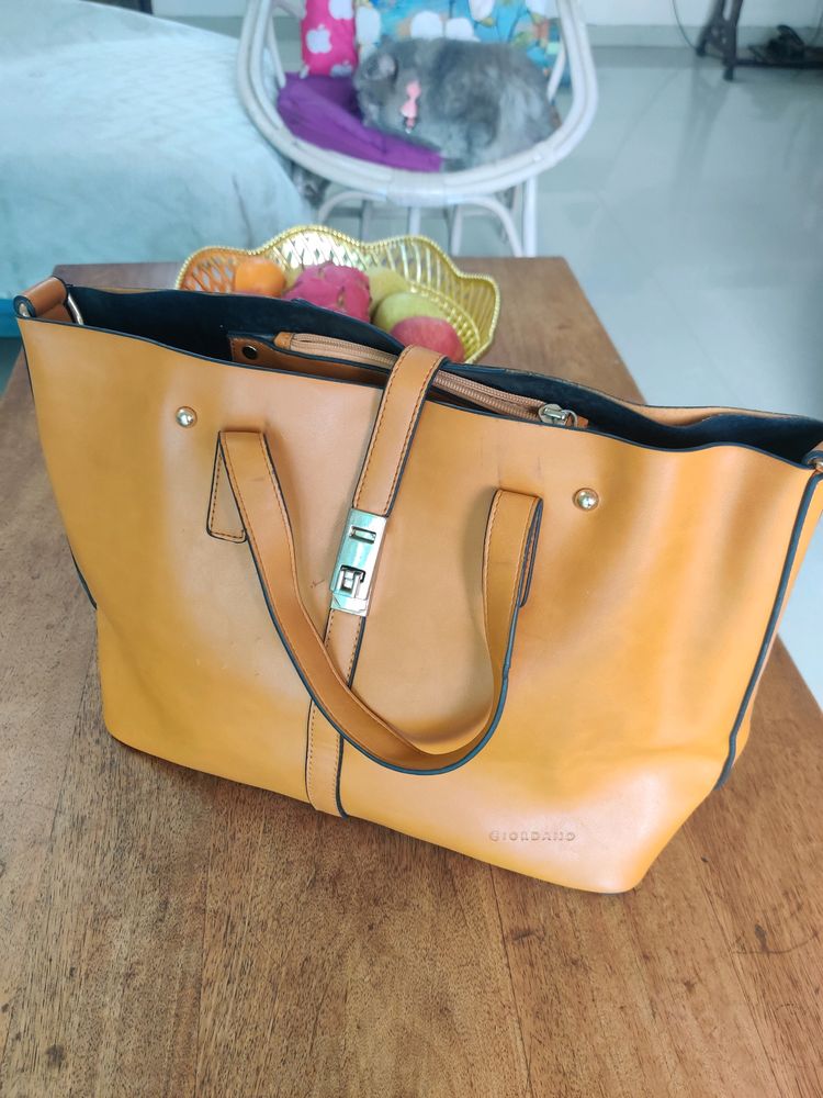 Mustard Brown Tote Bag By Giordano