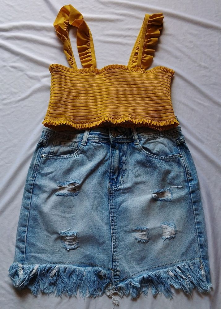 Blue Denim Mini Skirt