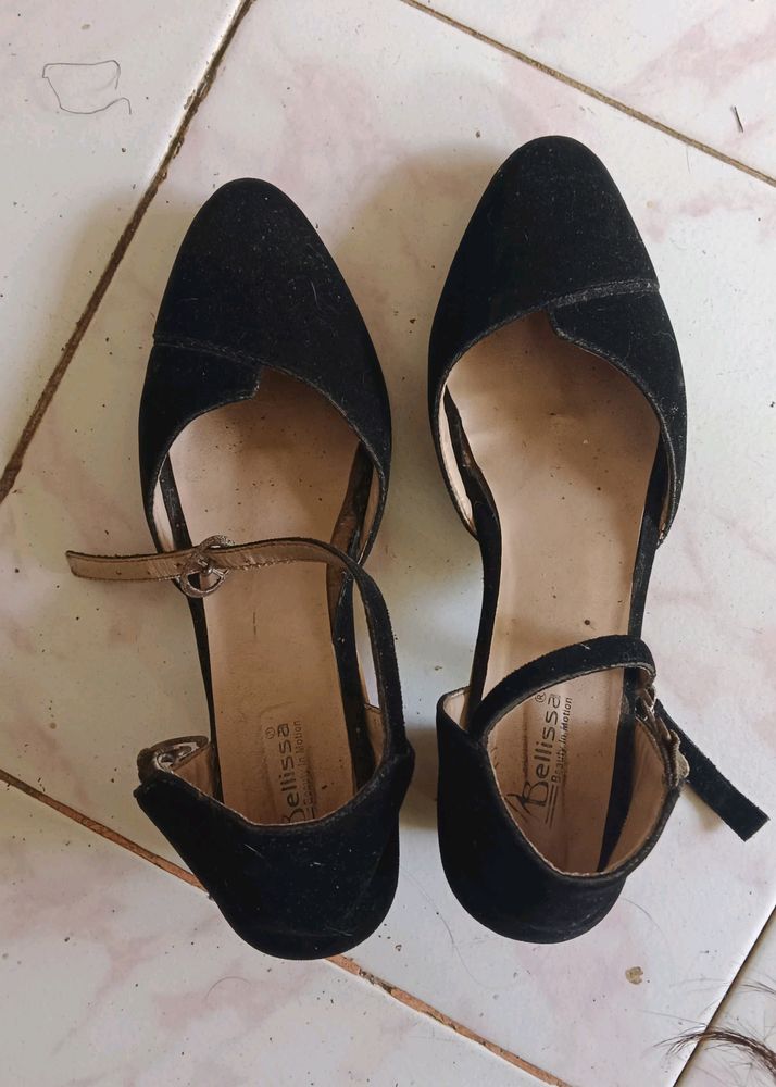 Black Pump Velvet Heels For Women