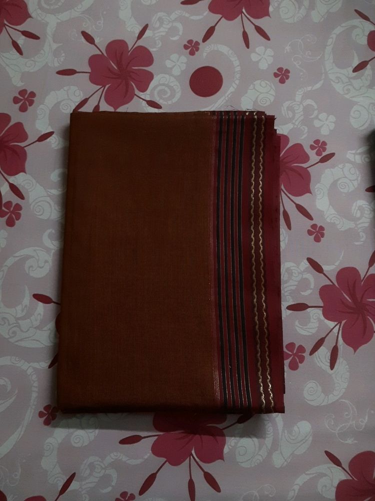 Brown Saree with Maroon Border