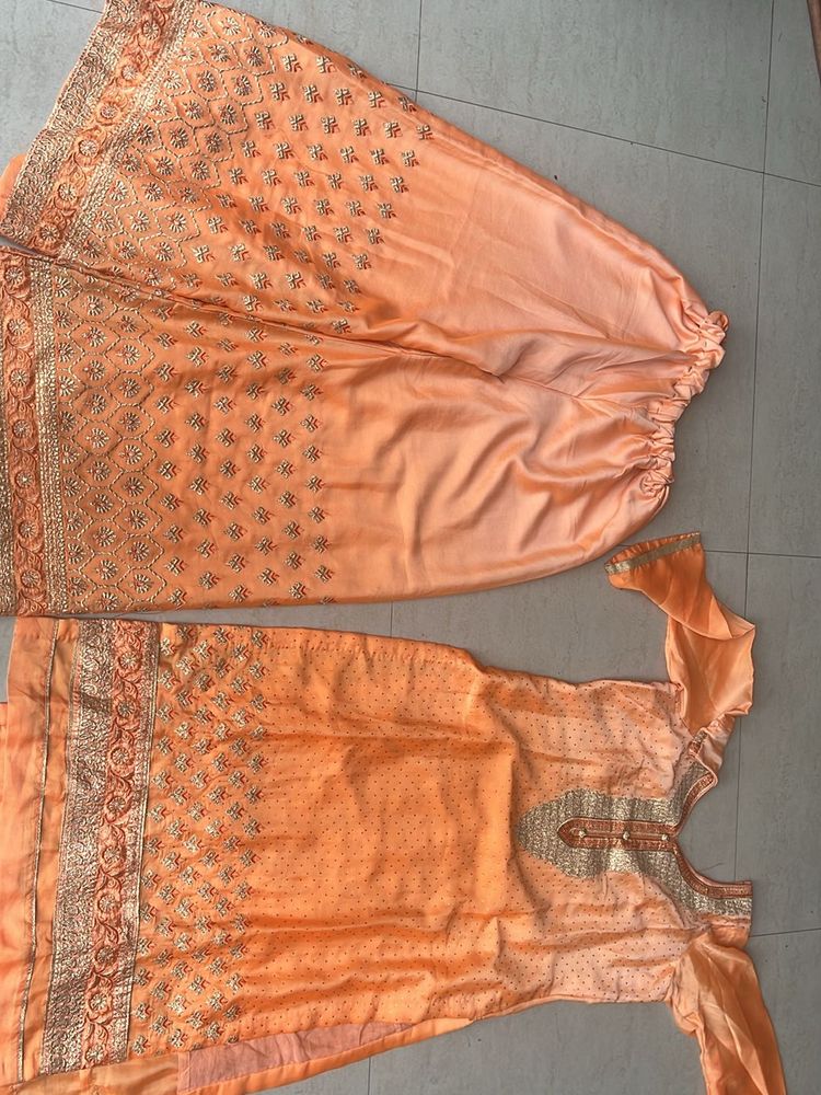 Coral kurta sharara set