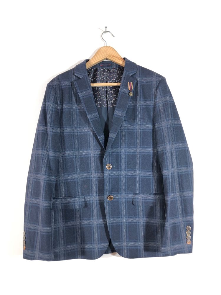 Navy Blue Checked Blazer (Men’s)