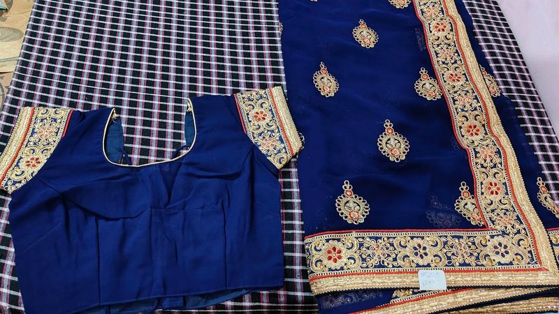 Brand New Navy Blue Saree