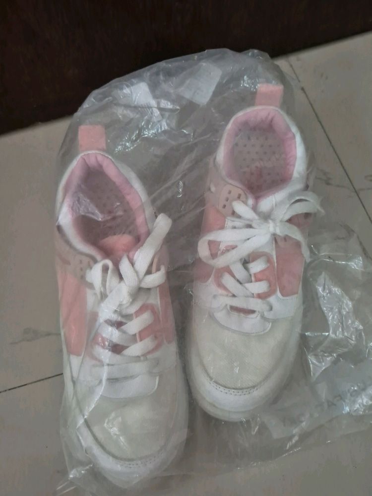 Korean Kawaii Pink And White Sneakers