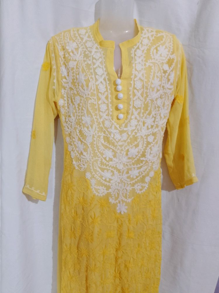 Yellow Chikankaari Kurta