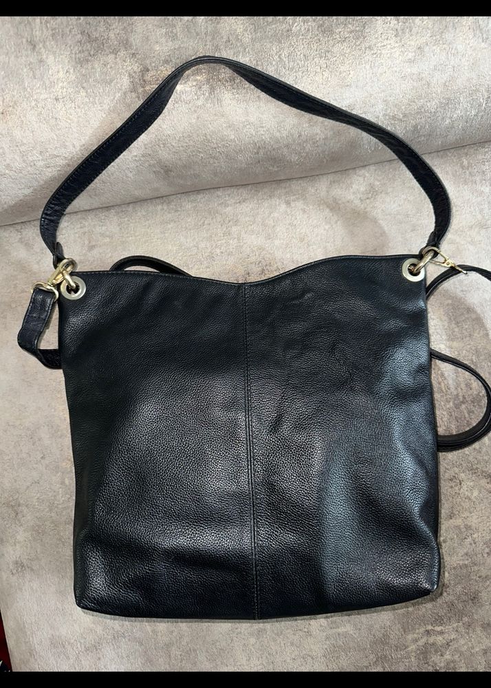 Black Leather Tote Bag