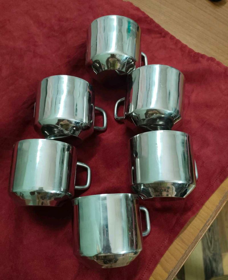 New Set of 6 Stainless Steel Tea cups