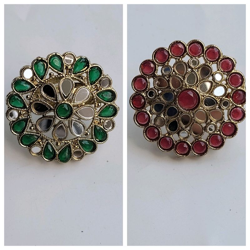 Red And Green Adjustable Rings