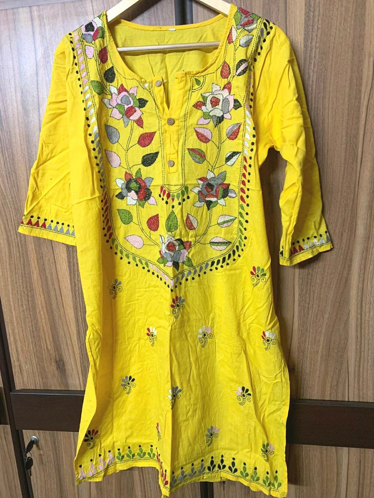 Cotton Katha Stitch Kurta