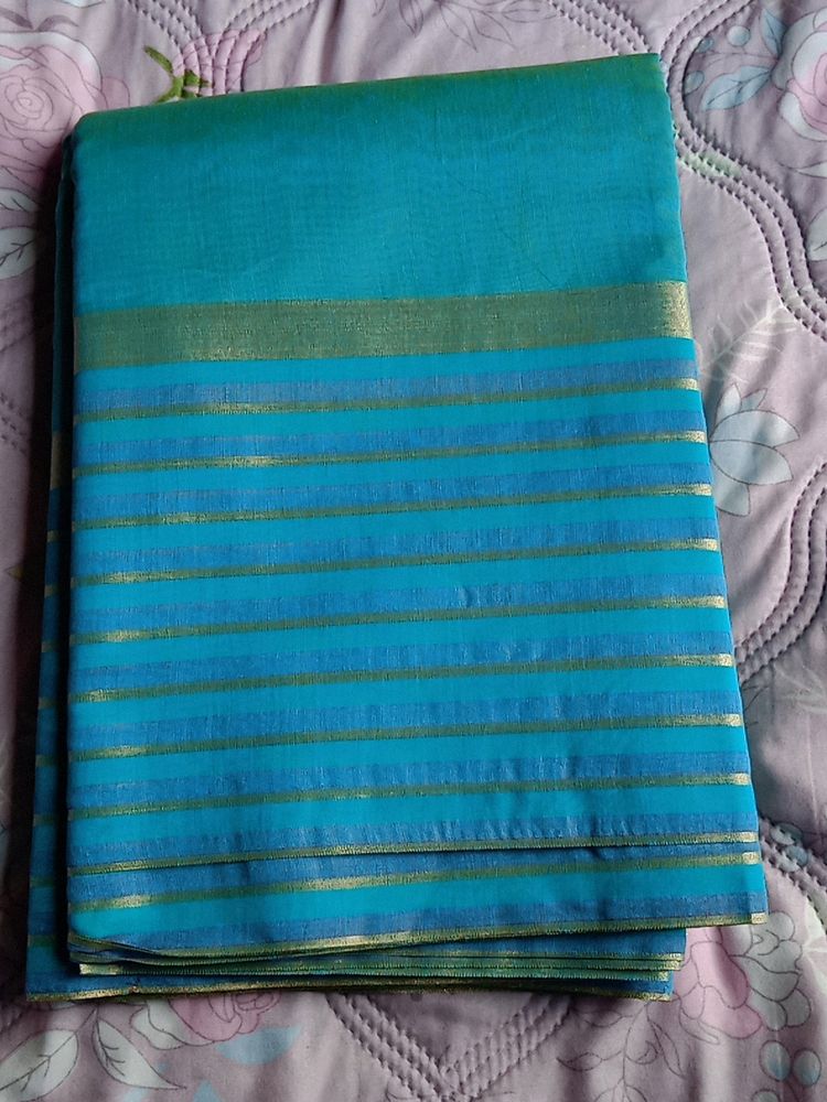 Sea Green Cotton New Saree