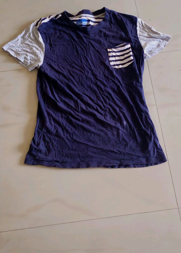 Blue Tshirt With Mini Pocket