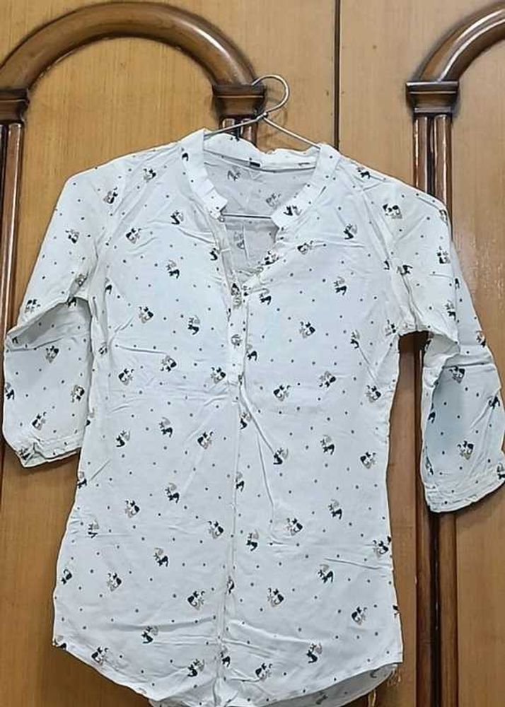 White Shirt Featuring Adorable Cute Cat Prints