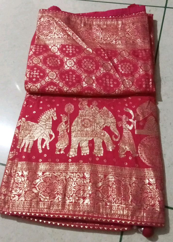 Fancy Pink  Zari Work Saree