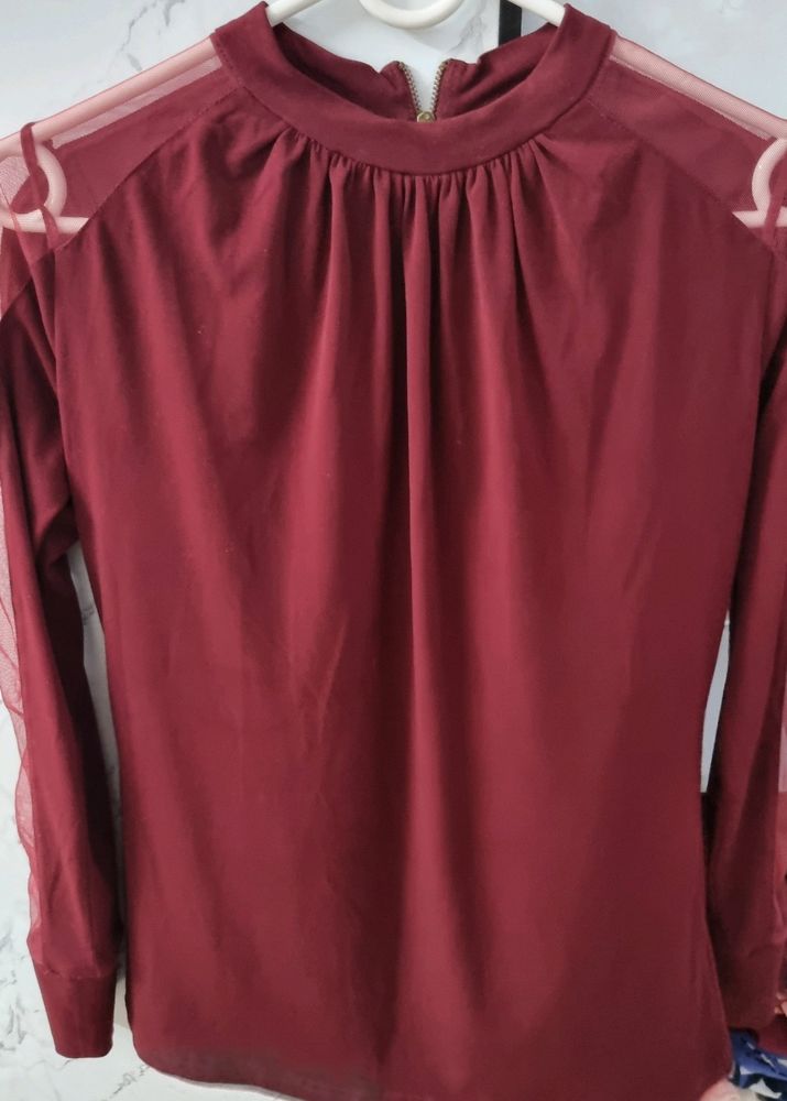 Maroon Full Sleeves Top