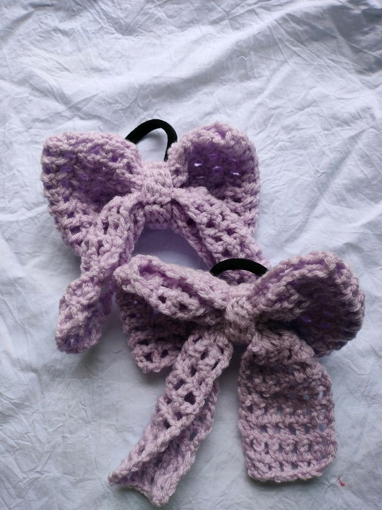 Hand Made Crochet Beautiful Bow Hair Ties