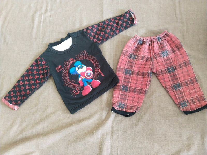 Black Mickey Mouse Woolen Set For Kids