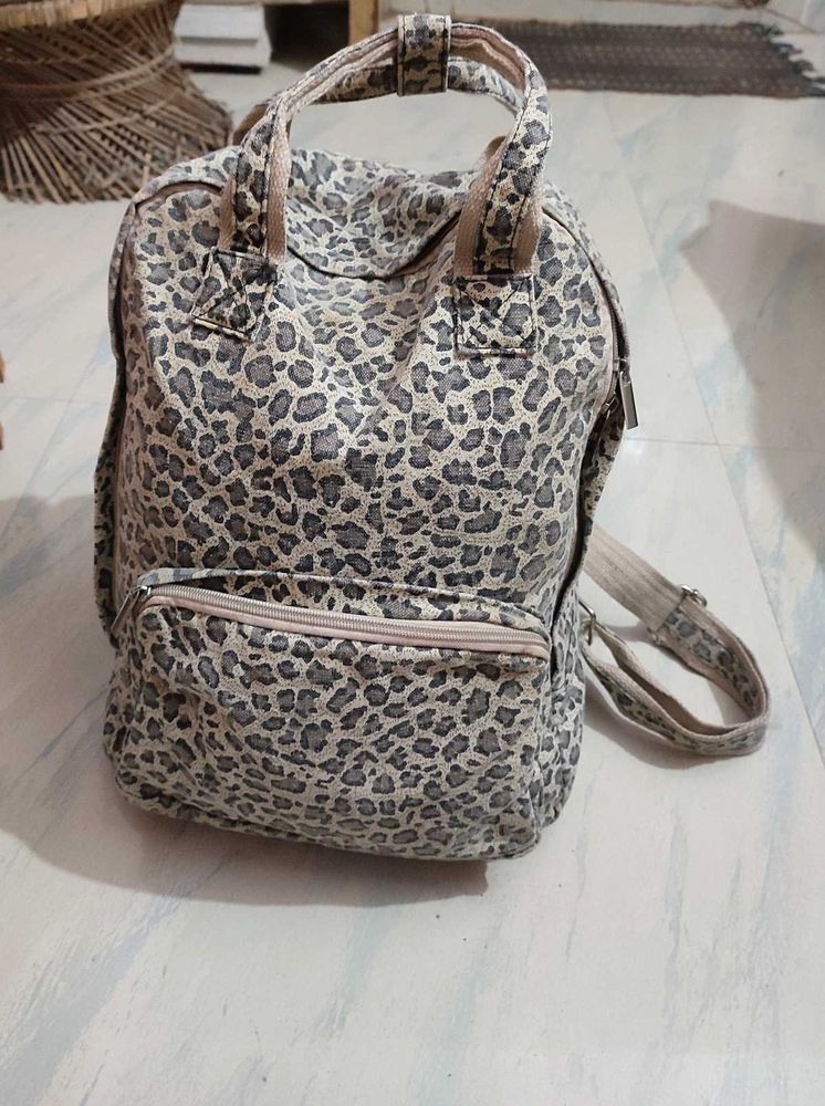 Backpack In Leopard Print (Thrifted)